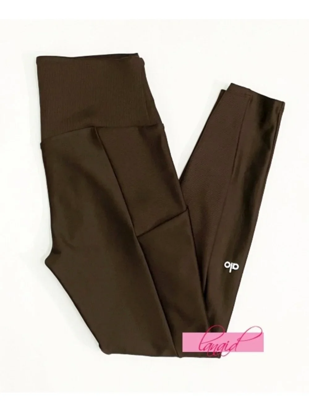 Alo Ribbed Airlift High-Waist 7/8 Enchanted Leggings Espresso Hi-Rise Waisted S